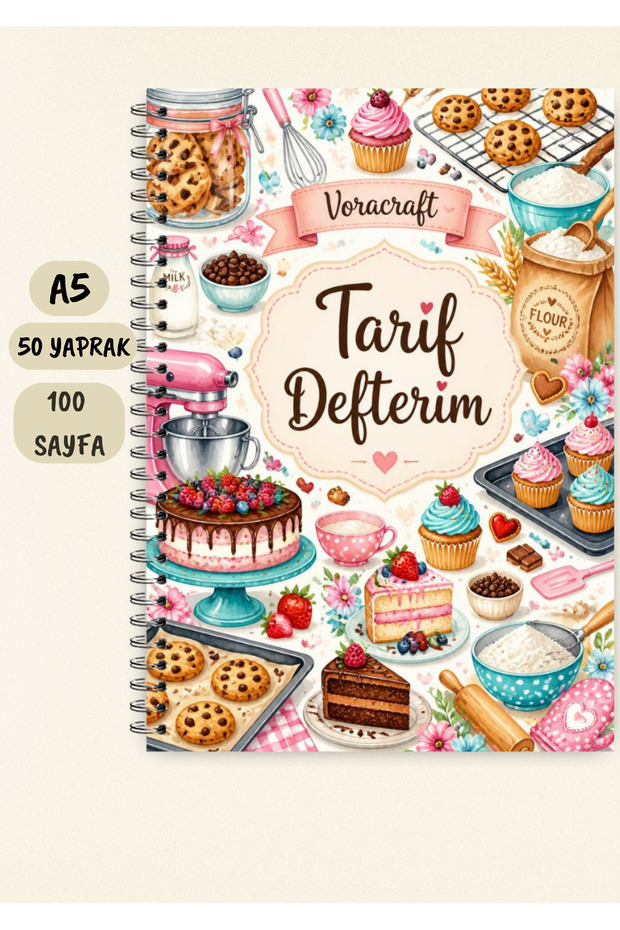 Cooking Recipe Book, 50 Sheets / 100 Pages, A5 / Wire Spiral Trf0032