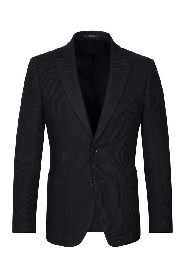 Navy Blue Slim Fit Mono Collar Classic Jacket
