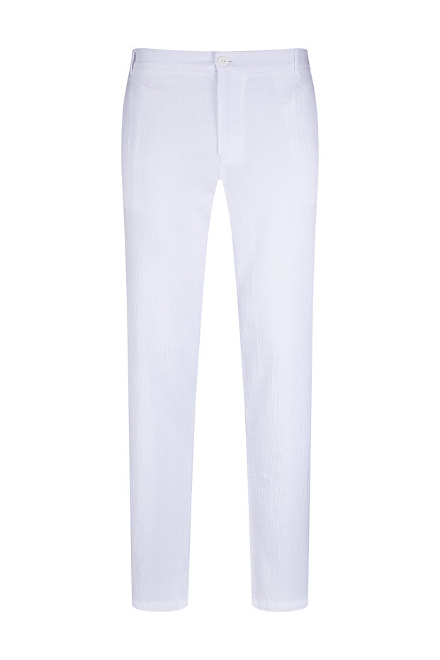 White Regular Fit Side Pocket 100% Cotton Jogger Pants