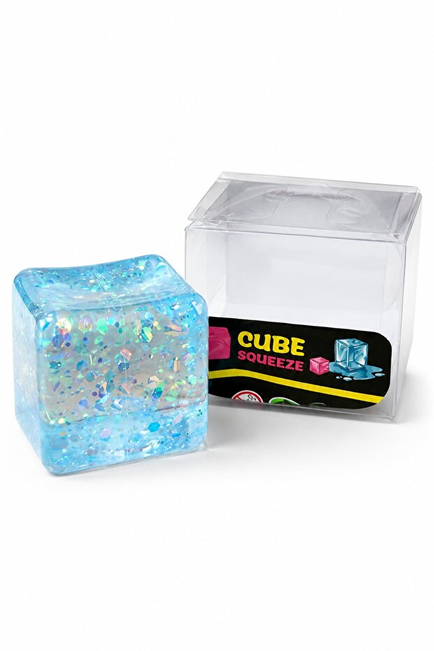 Cube Glitter Squishy Ball Sparkle Jelly Cube Stress Ball Squeezable Sensory Toy Solid Soft Squeeze Toy