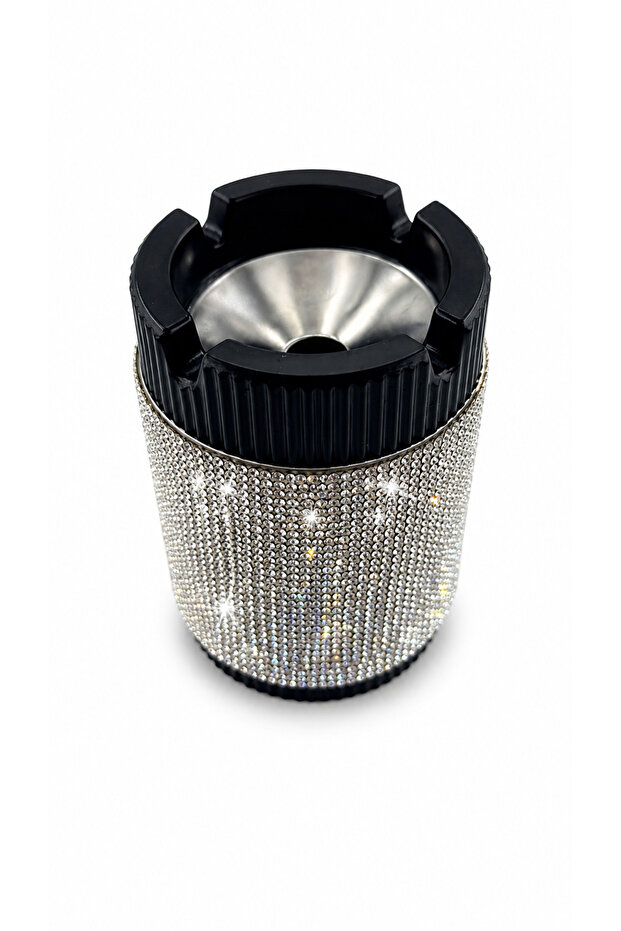 Premium Crystal Stone Ashtray | Metal Cover & Metal Inner Chamber | Suitable for Home, Office, and Vehicle Use | Decorative Table Ashtray