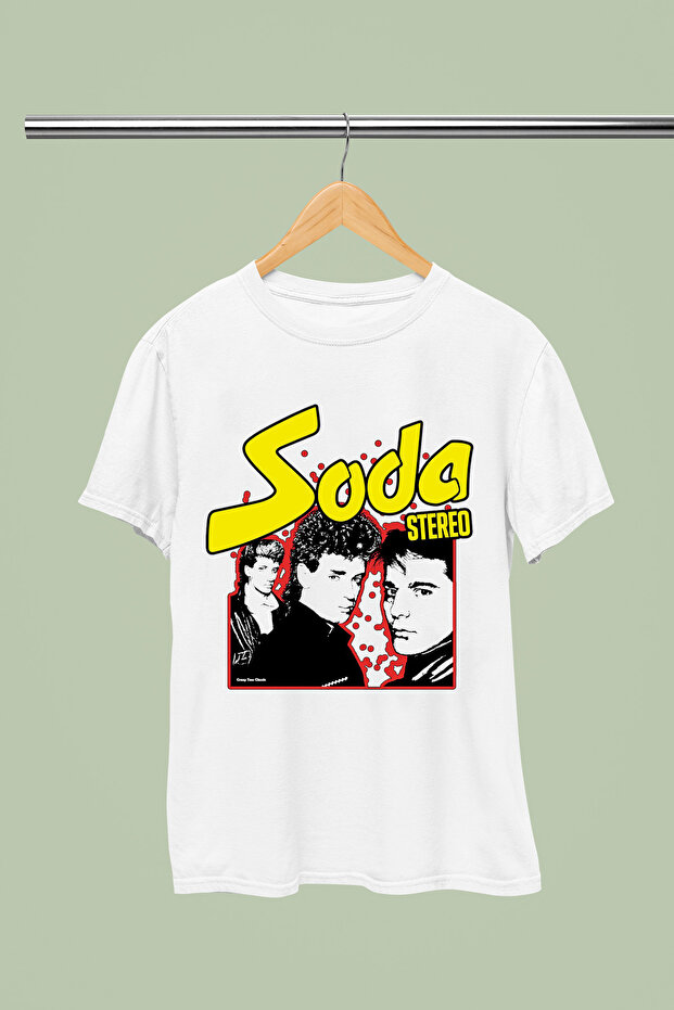 تيشيرت روك قطني مطبوع عليه SODA STEREO بأكمام قصيرة وقصة عادية