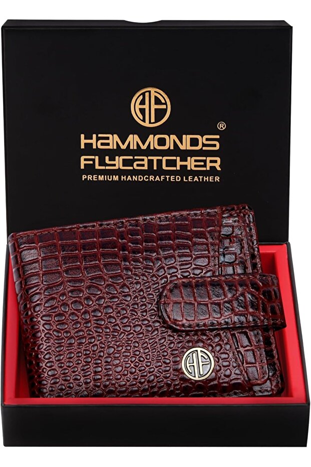 Wallet for Men Leather Original, Bi-Fold, 5 Card Slots, Coin Pocket, Croc Brown