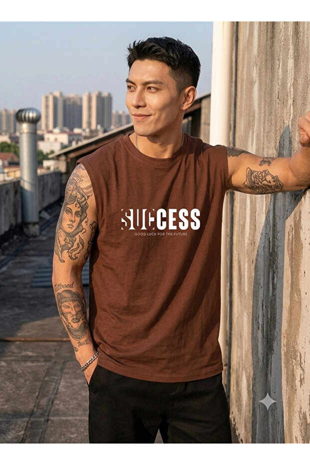 قميص رجالي من SUCCESS بدون أكمام مصنوع من القطن الممشط بنسبة 100%