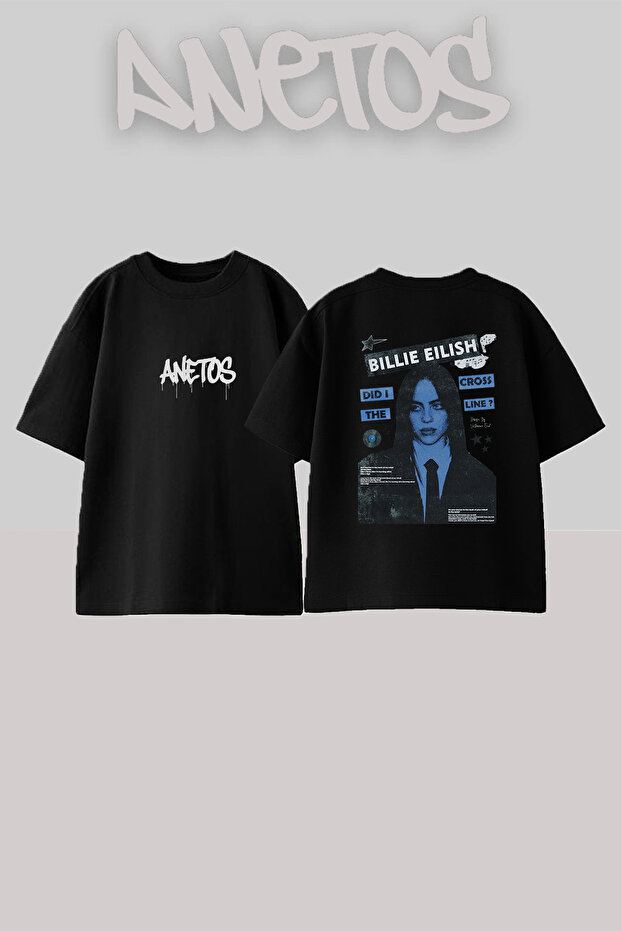 Billie Eilish_72 Design Printed Unisex Oversize Black Tshirt