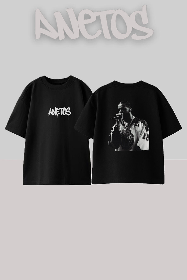 Drake Rapper_4 Design Printed Unisex Oversize Black Tshirt