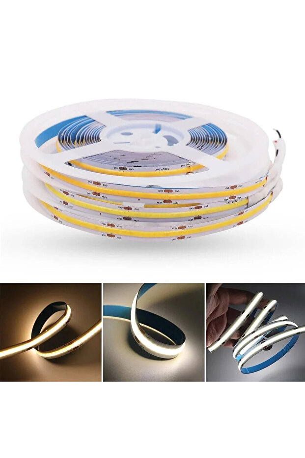 شريط إضاءة LED COB 5متر 24فولت (بكج يتكون من شريط لد ٥متر+ترنس ١٠٠واط٢٤فولت+توصيلة لد)