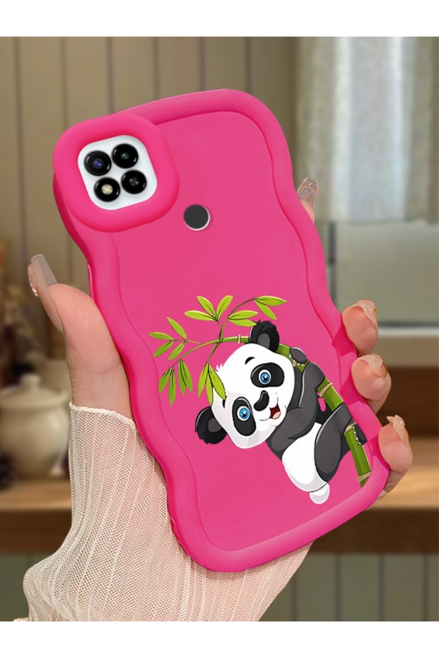 Poco C31 Compatible Case Camera Protector Red Silicone Couple Phone Case Panda Pattern