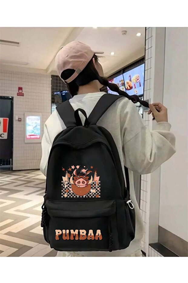 حقيبة ظهر مدرسية، وحقيبة ديرشان، وحقيبة الدروس مطبوعة باللون الأسود من Pumbaa