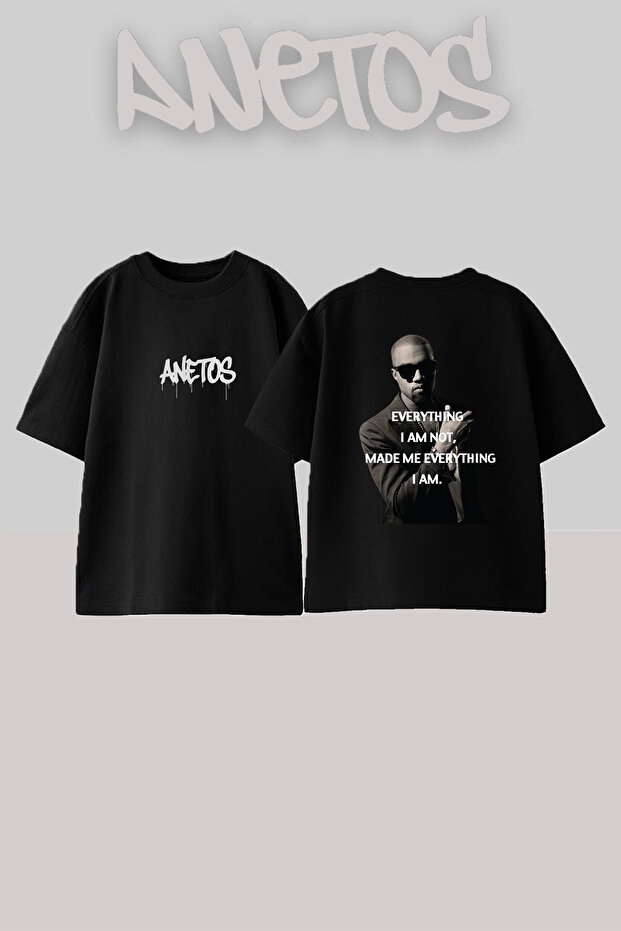 Kanye West_36 Design Printed Unisex Oversize Black Tshirt