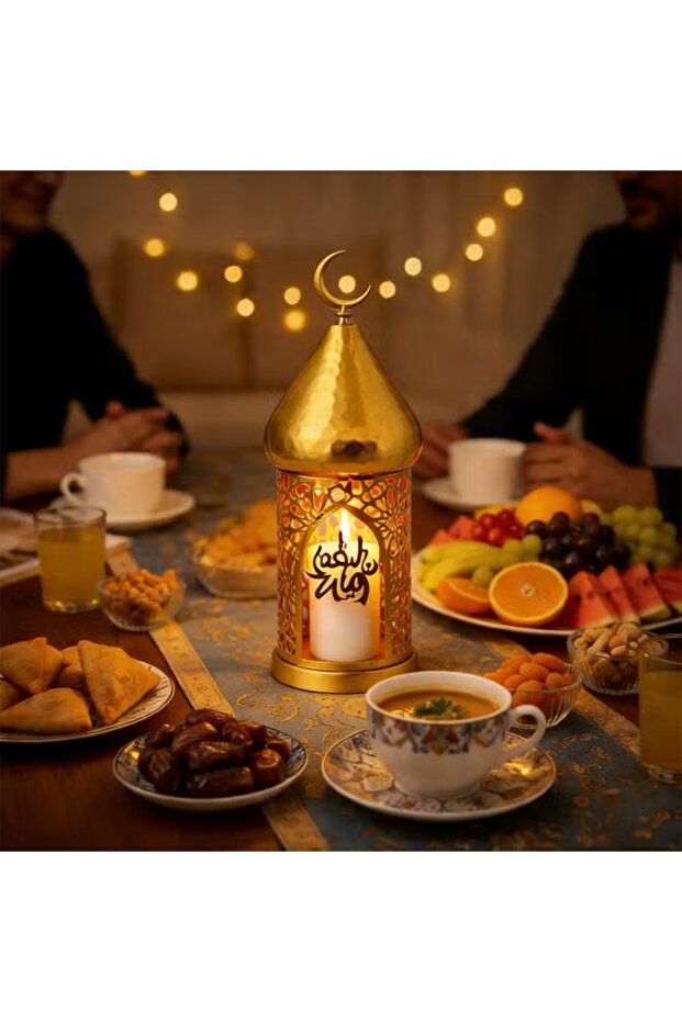 زينة رمضان، حامل شموع على شكل هلال، حاملات شموع زخرفية ذهبية لحفلات العيد ورمضان وحفلات الزفاف وتزيين طاولات المناسبات