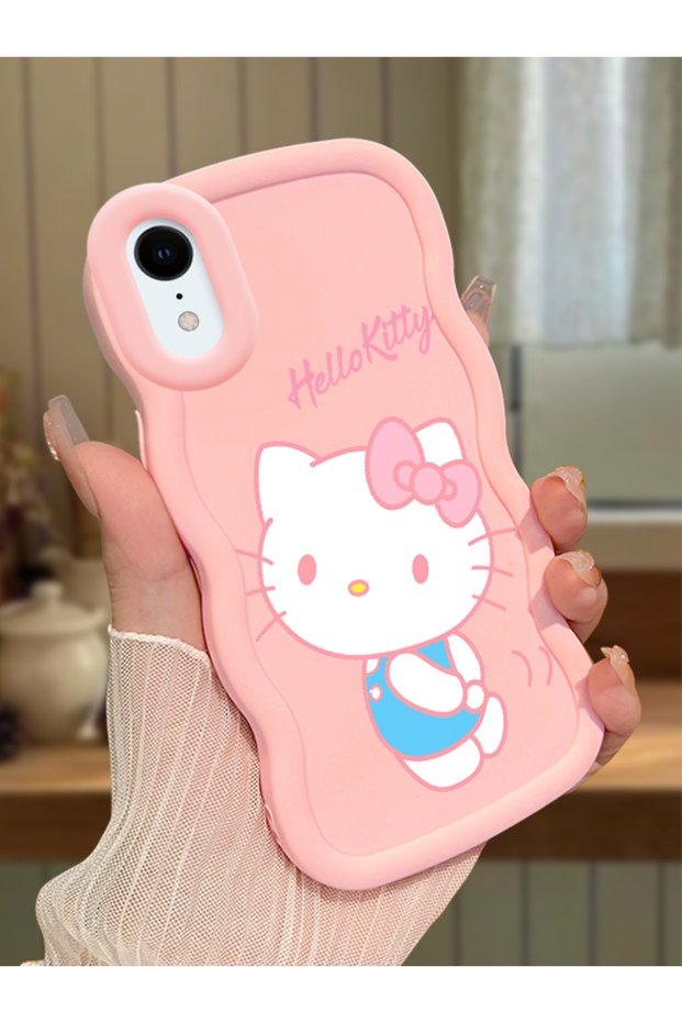 iPhone Xr Compatible Case Camera Protector Pink Silicone Couple Phone Case Kitty Pattern