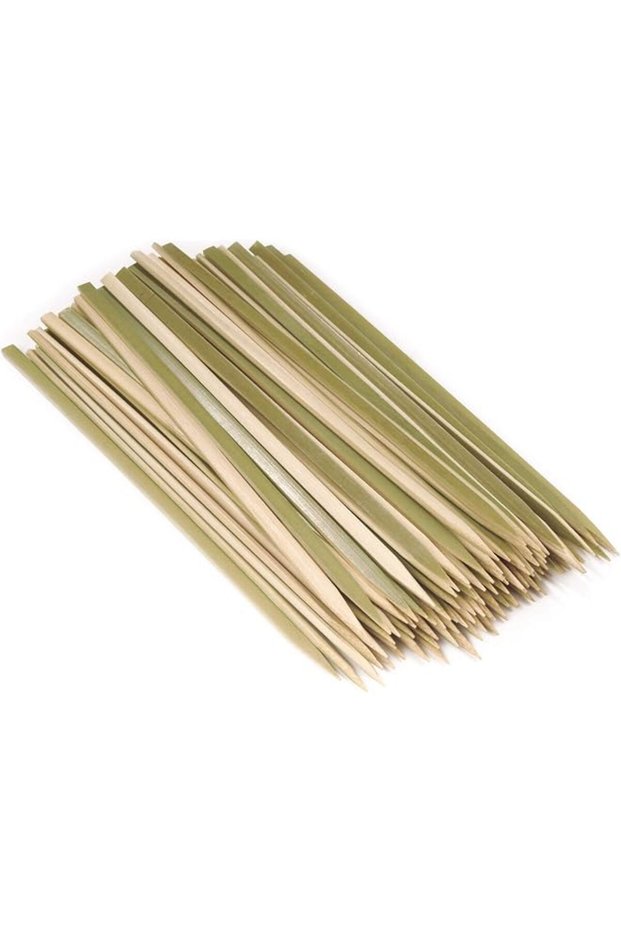 Premium Flat Style Bamboo Wood BBQ Kebab Meat and Fruit Food Skewers, 10" - 100 pcs