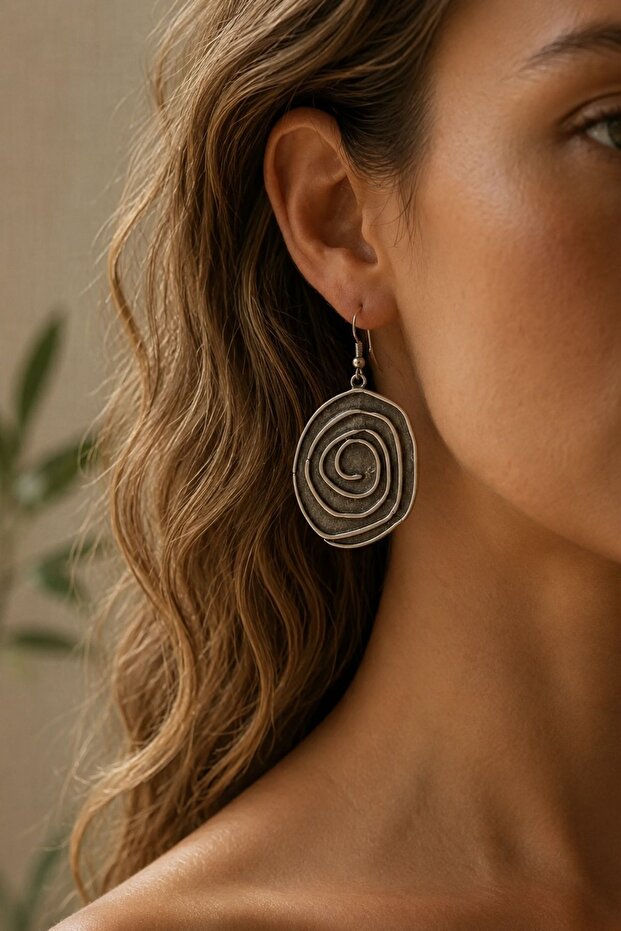 Spiral Bohemian Earrings Silver Color