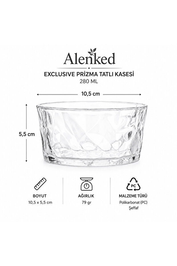Exclusive Prizma Polycarbonate Thick Transparent Bowl 280 ml