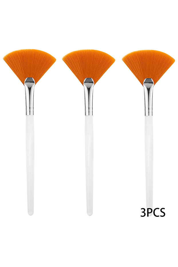 HZS-Yellow-3pcs 3/9PCS Fan Face Mask Brush Set - Vegan Soft Bristles, Hypoallergenic Applicator for