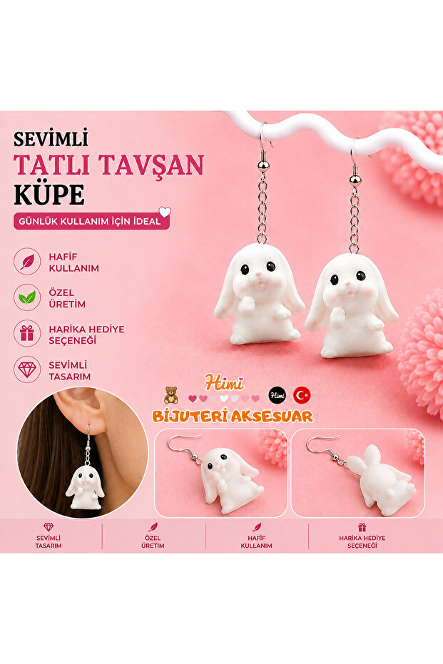 Cheerful Cute Rabbit Animal Figured Dangle Earrings Lightweight Design Daily Use Bijouterie Children's Earring