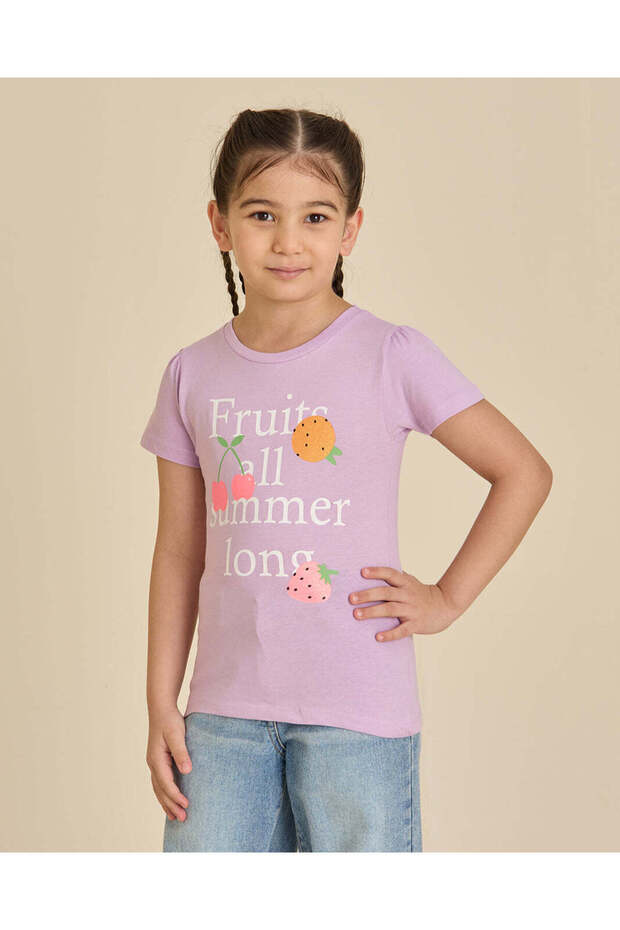 Girls Lilac Fruit Graphic T-Shirt