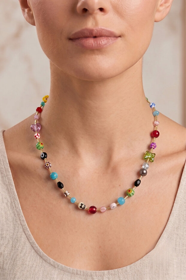 Blue Evil Eye Murano Glass Elegant Necklace