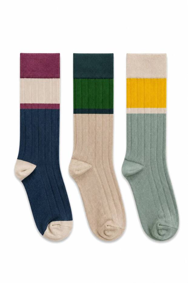 Blocked Retro Socks Cotton Men's 3-Piece Socket Socks Colorful Casual Socks Comfortable Socks School Socks Gift Socks Sc22756