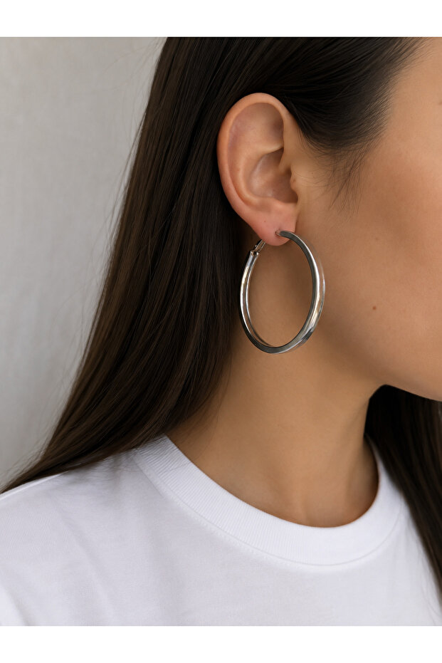 Steel Hoop Large Size Lightweight Earrings