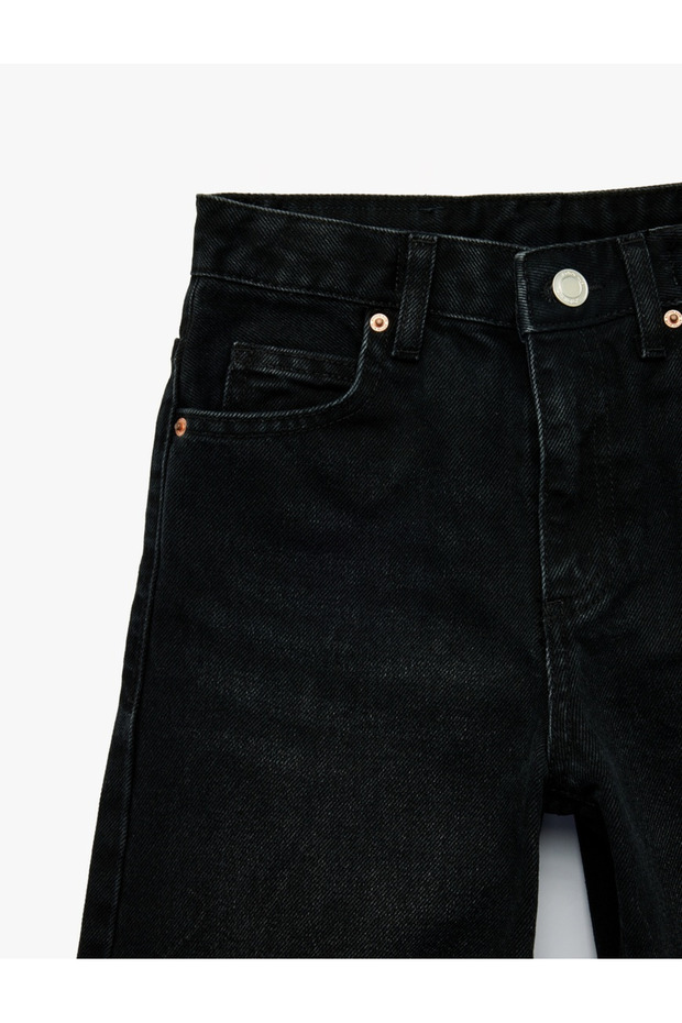 Girl's Cotton Loose Fit Denim Trousers