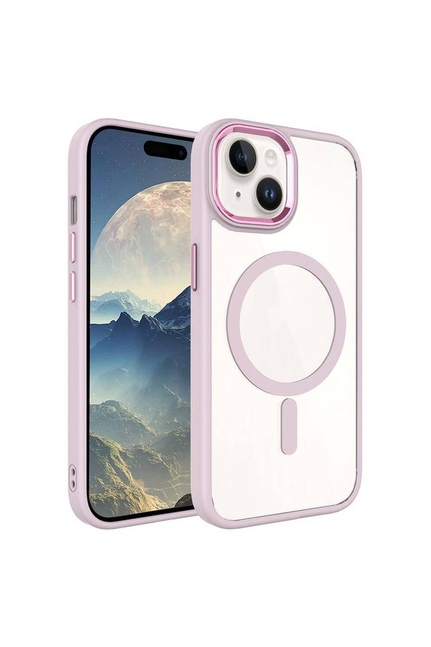 iPhone 15 Plus Case Magsafe Transparent Back Face Camera Raised Silicone Tkng