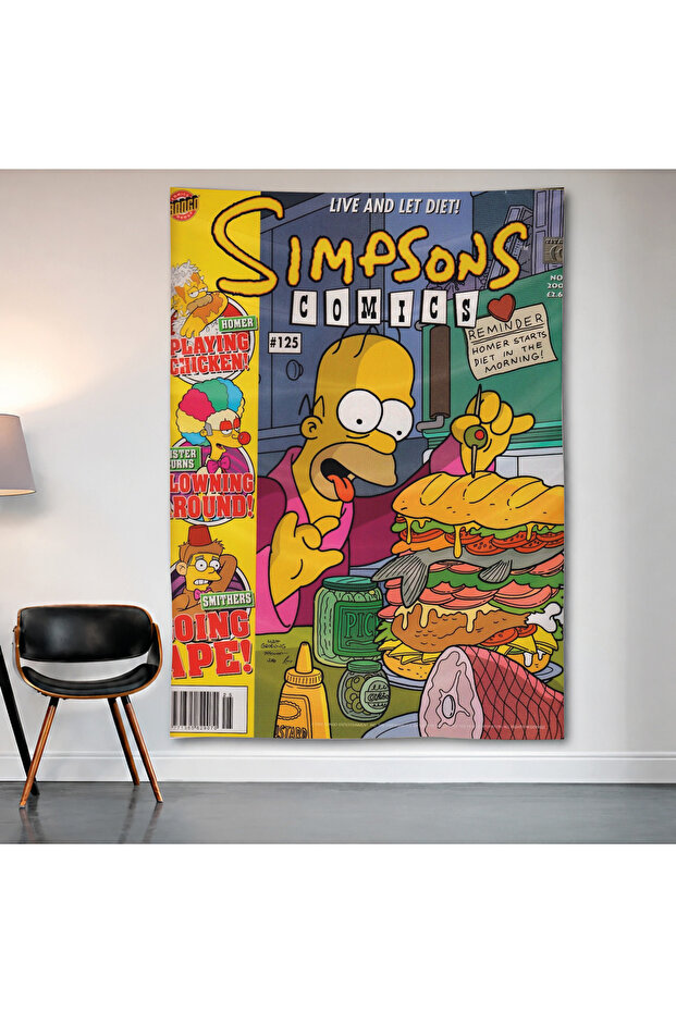 The Simpsons Vintage Comic Wall Covering Wall Tapestry First Quality Satin Fabric Poster
