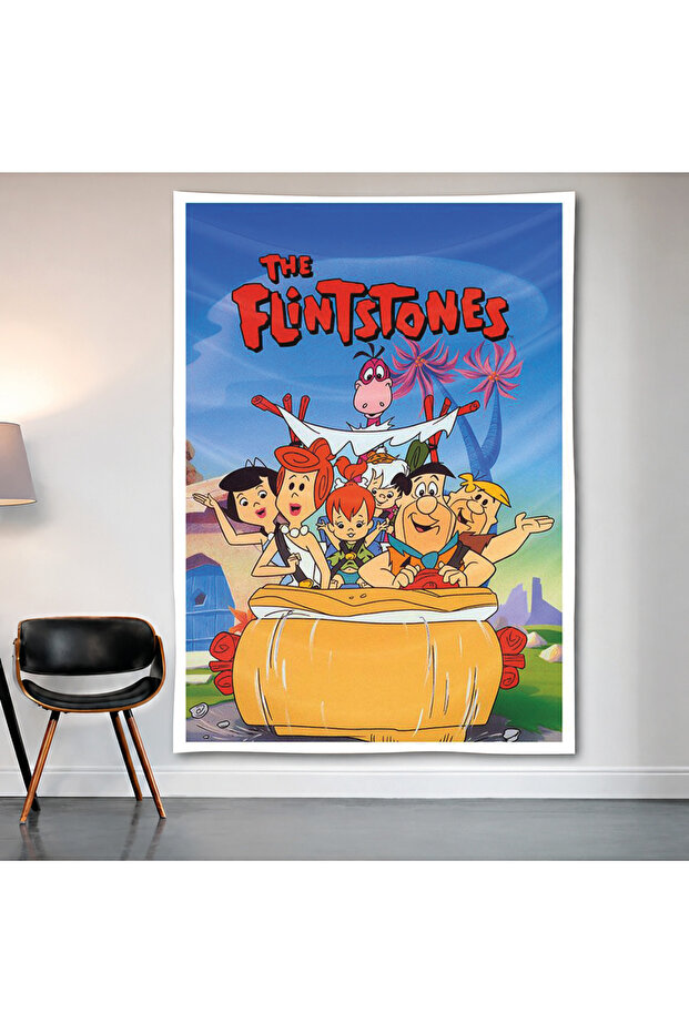 The Flintstones Wall Cloth Wall Tapestry First Quality Satin Fabric Poster
