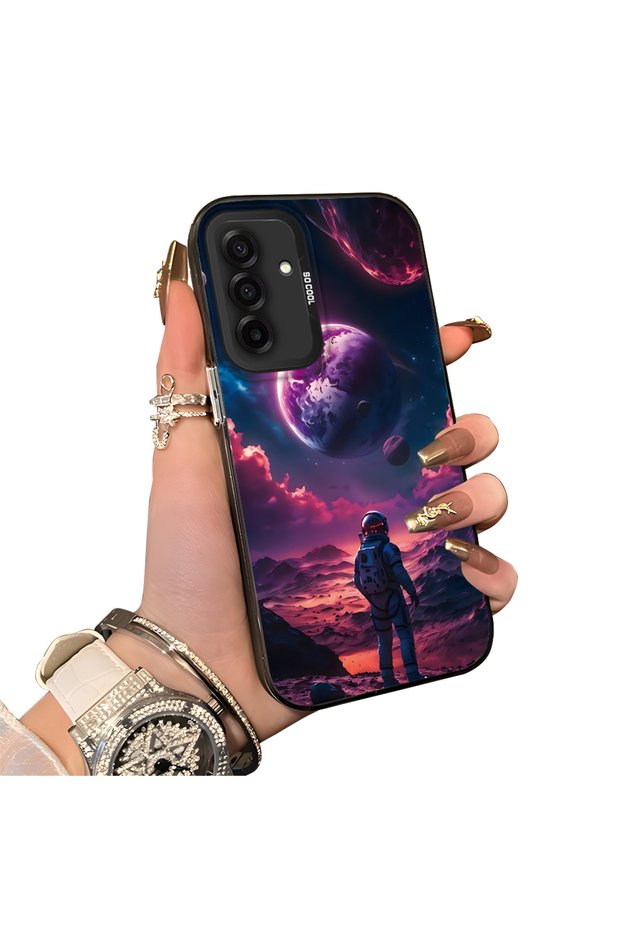 Samsung Galaxy A26 Compatible Silicone Edge Hard Back Case Couple Phone Case Planet Pattern