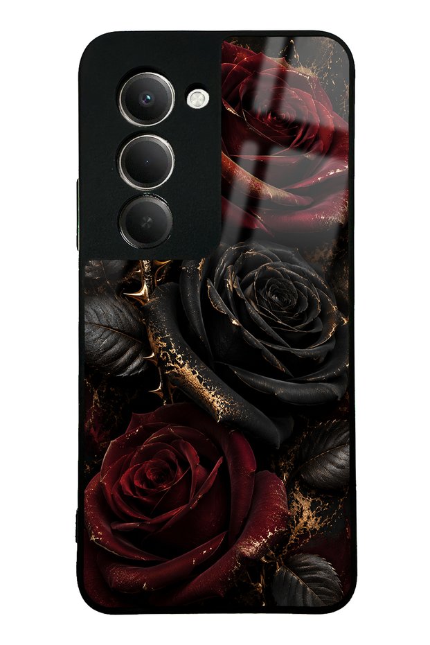 Xiaomi Redmi 15 Obsidian Crimson Rose Design Glossy Phone Case