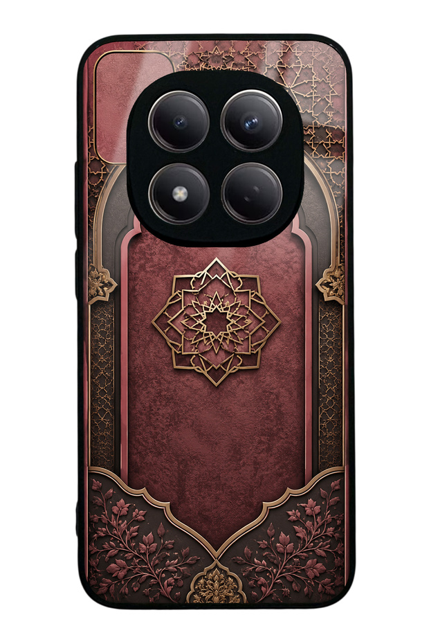 Xiaomi Redmi Note 15 Pro Burgundy Glossy Phone Case with Ottoman Emblem Design