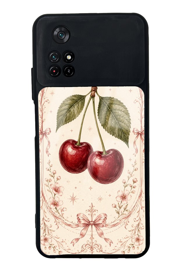 Xiaomi Poco M4 Pro Glossy Phone Case with Vintage Cherry Blossom Design