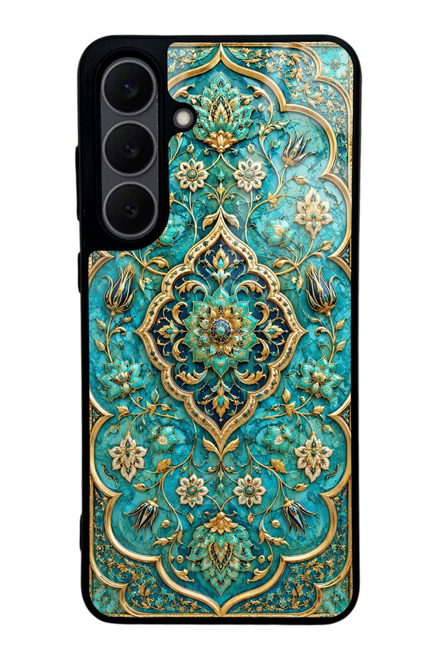 Samsung S25 Fe Turquoise Ottoman Jewel Design Glossy Phone Case