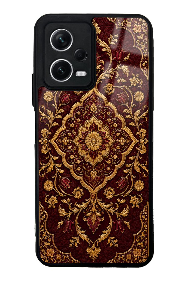 Xiaomi Redmi Note 12 5g Burgundy Ottoman Gold Design Glossy Phone Case