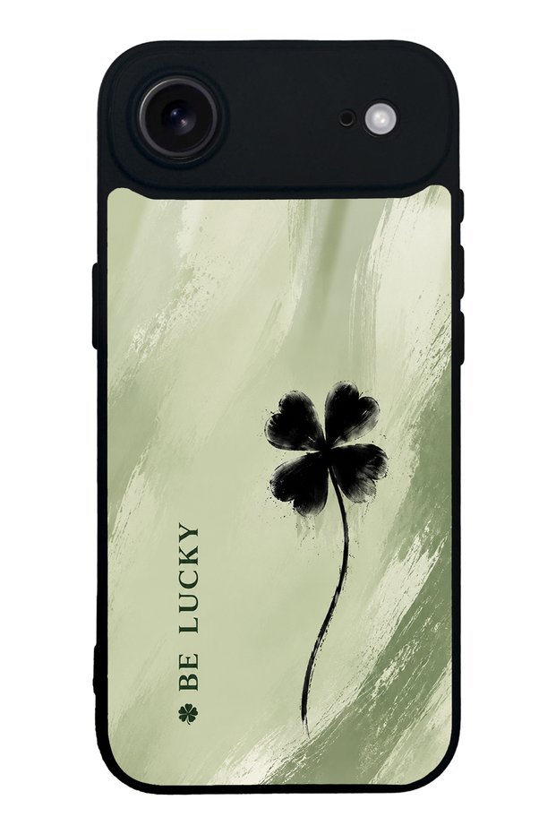iPhone 17 Air Sage Glossy Phone Case with Lucky Clover Design