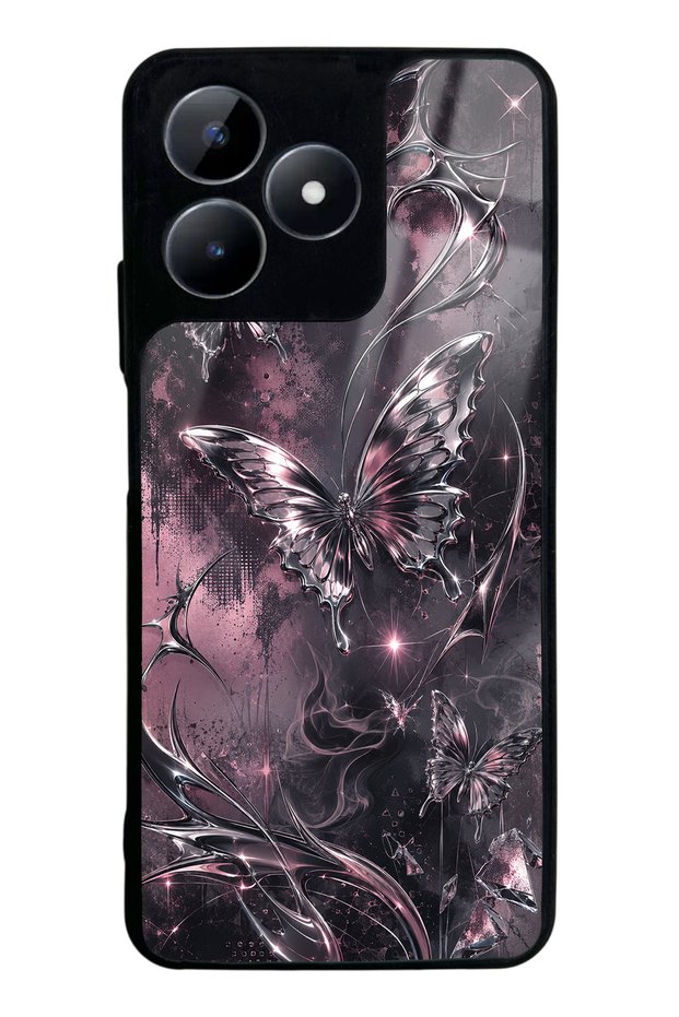 Realme C53 Rose Chrome Butterfly Design Glossy Phone Case