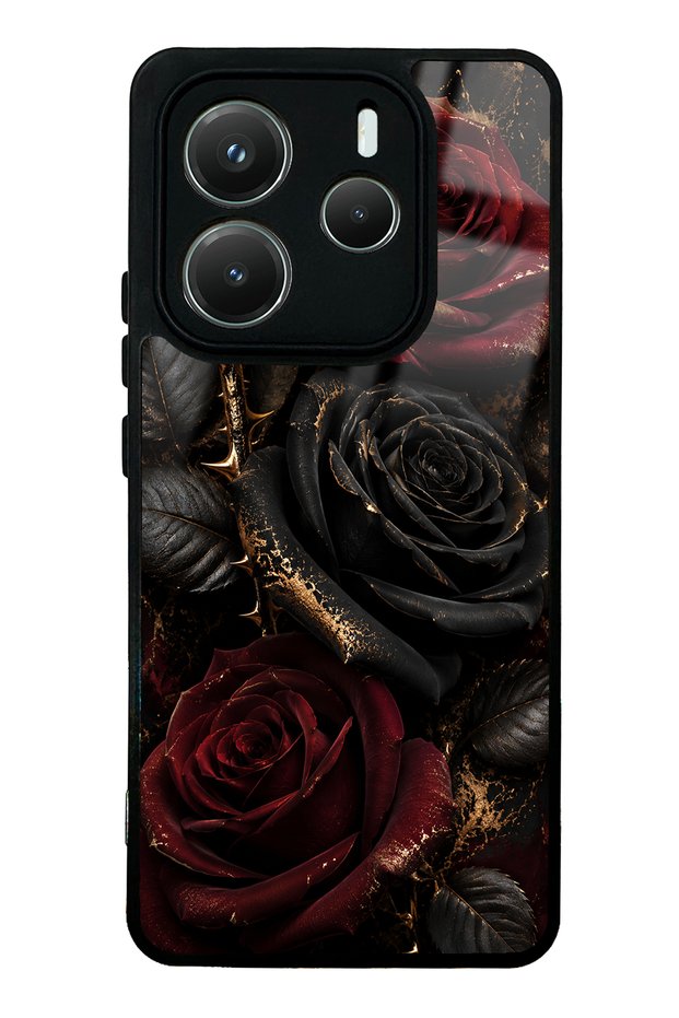 Xiaomi Redmi Note 14 5g Obsidian Crimson Rose Design Glossy Phone Case