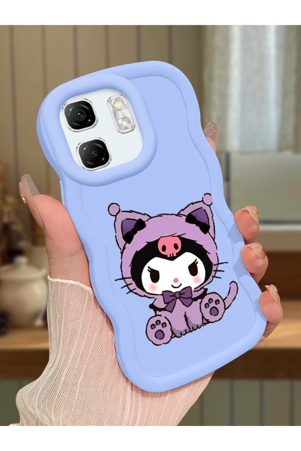 Infinix Hot 50I Compatible Case Camera Protector Blue Silicone Couple Phone Case Kuromi Pattern