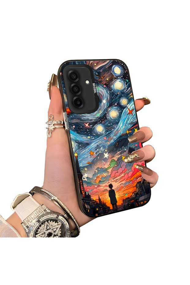 Samsung Galaxy A26 Compatible Silicone Edge Hard Back Case Couple Phone Case with Cartoon Pattern