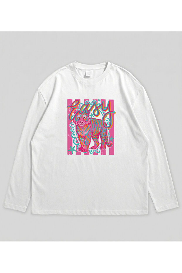 Tiger Printed Long Sleeve Relaxed Fit T-Shirt