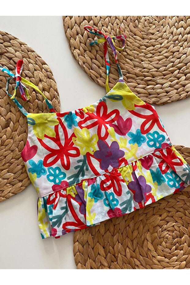 Honey Mousse Craft Girls' Cotton Strap Blouse - Honey Top Bloom