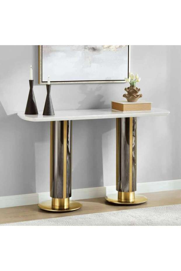 NODREA CONSOLE TABLE MARBLE - WHITE & GOLD