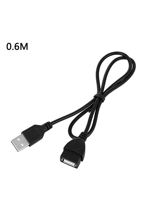 كابل تمديد USB 2.0 أسود بطول 0.6 متر، 1-5 قطع، سلك نقل بيانات بطول 0.6 متر/1 متر/1.5 متر، خط نقل بيانات فائق السرعة