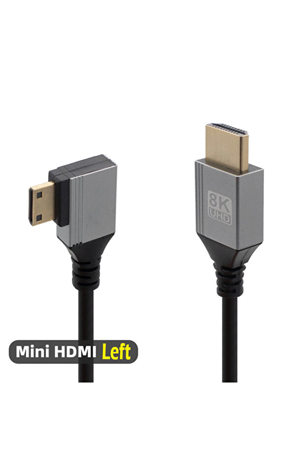 كابل BSN 0.5 متر MiniHD يسار متوافق مع Mini/Micro HDMI بدقة 8K UHD بزاوية 90 درجة لأعلى/أسفل/يسار/يمين HD P