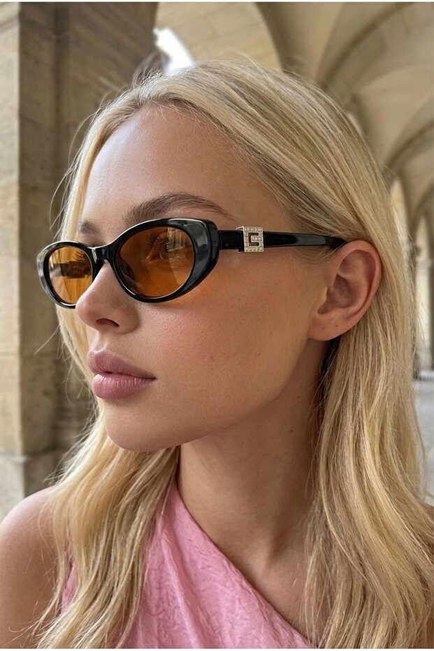 Gardenis Slim Black Orange Uv400 Protected Ultra Light Women's Sunglasses