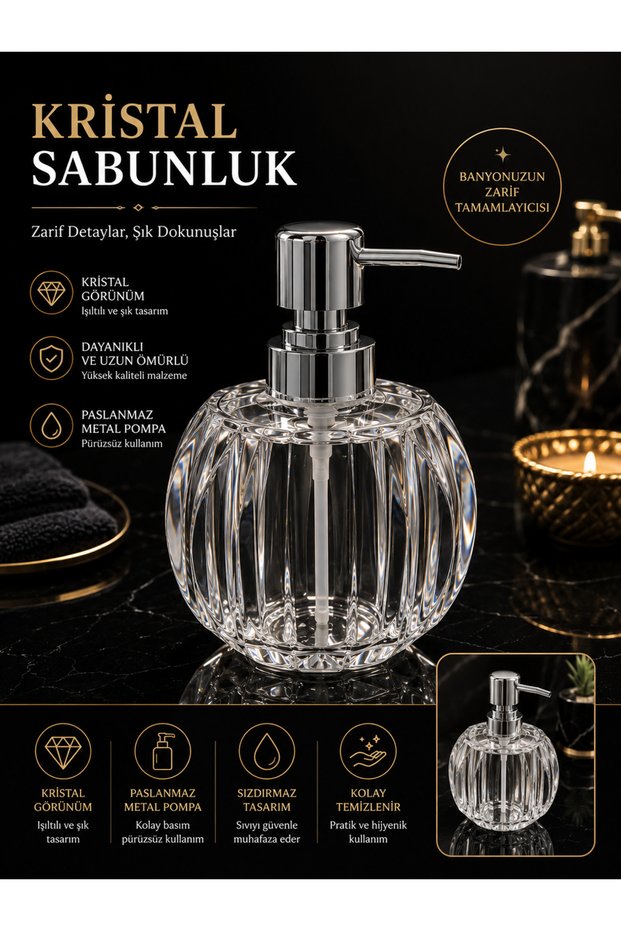 Crystal Look Acrylic Liquid Soap Dispenser Prism Transparent Soap Dispenser