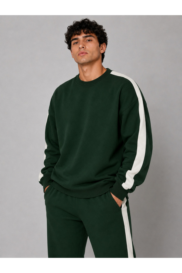 Men's Striped Detsyli Crewneck Sweatshirt with Pockets