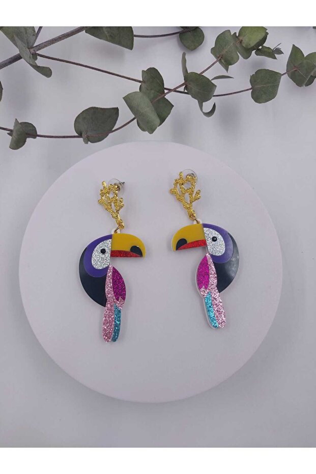 Acrylic Bird Figured Earrings