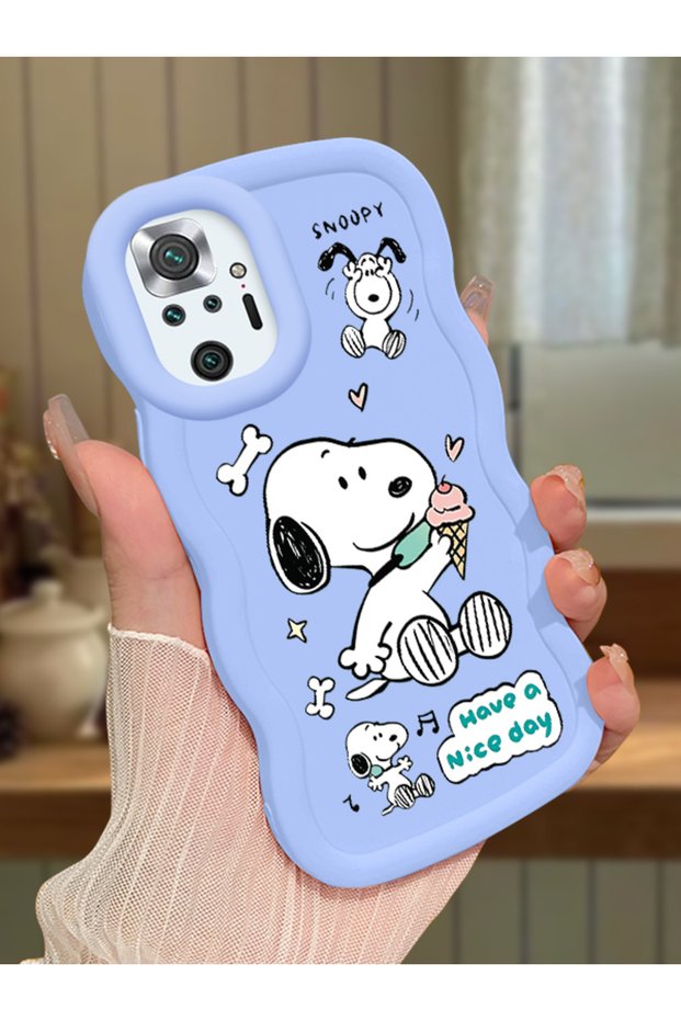 Redmi Note 10 Pro Compatible Case Camera Protector Blue Silicone Couple Phone Case Line Pattern